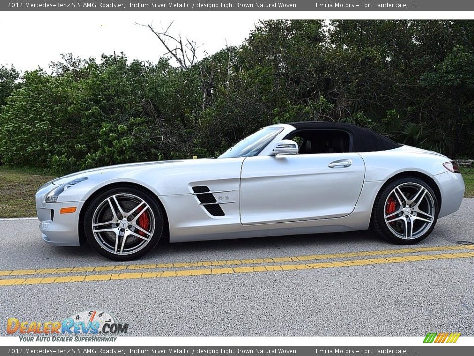 2012 Mercedes-Benz SLS AMG Roadster Iridium Silver Metallic / designo Light Brown Natural Woven Photo #8