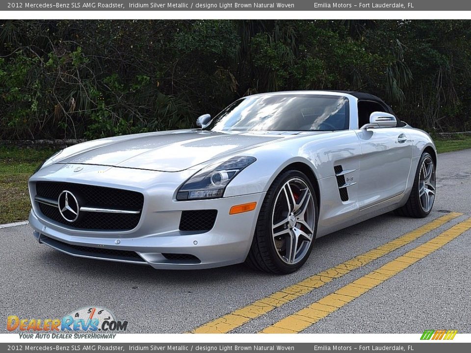 2012 Mercedes-Benz SLS AMG Roadster Iridium Silver Metallic / designo Light Brown Natural Woven Photo #9