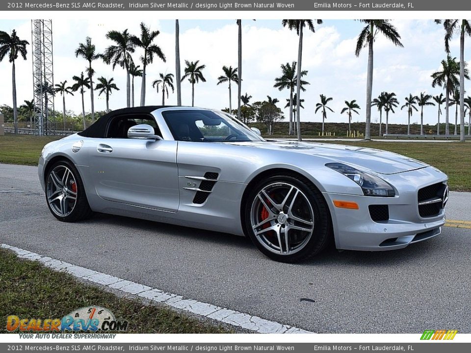 2012 Mercedes-Benz SLS AMG Roadster Iridium Silver Metallic / designo Light Brown Natural Woven Photo #10