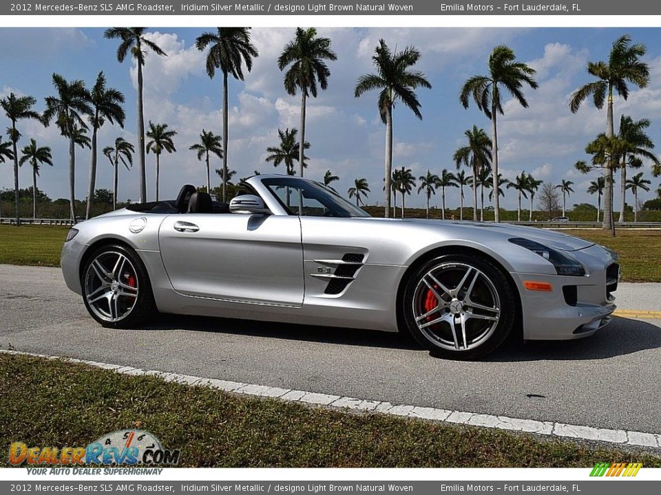 2012 Mercedes-Benz SLS AMG Roadster Iridium Silver Metallic / designo Light Brown Natural Woven Photo #11