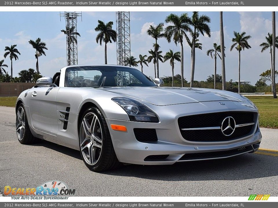 2012 Mercedes-Benz SLS AMG Roadster Iridium Silver Metallic / designo Light Brown Natural Woven Photo #12