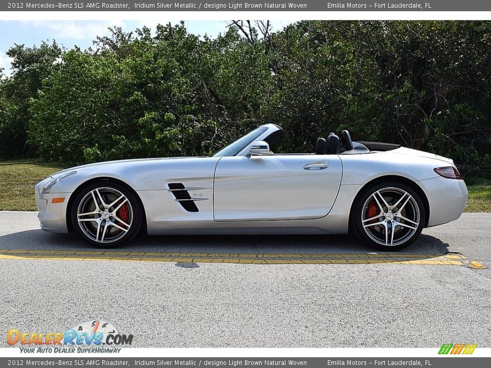 2012 Mercedes-Benz SLS AMG Roadster Iridium Silver Metallic / designo Light Brown Natural Woven Photo #13