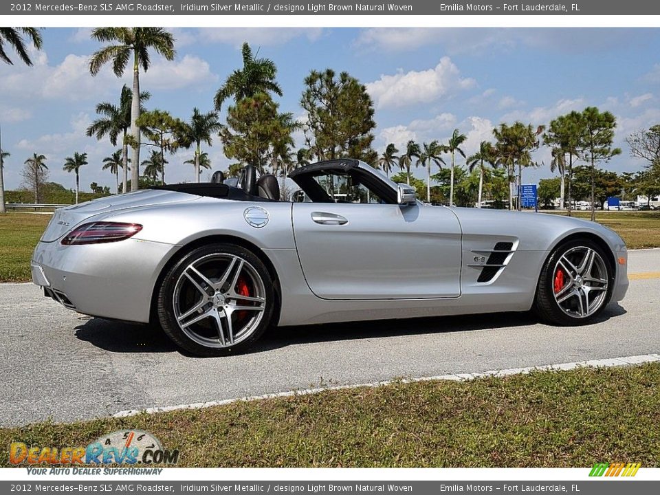 2012 Mercedes-Benz SLS AMG Roadster Iridium Silver Metallic / designo Light Brown Natural Woven Photo #14
