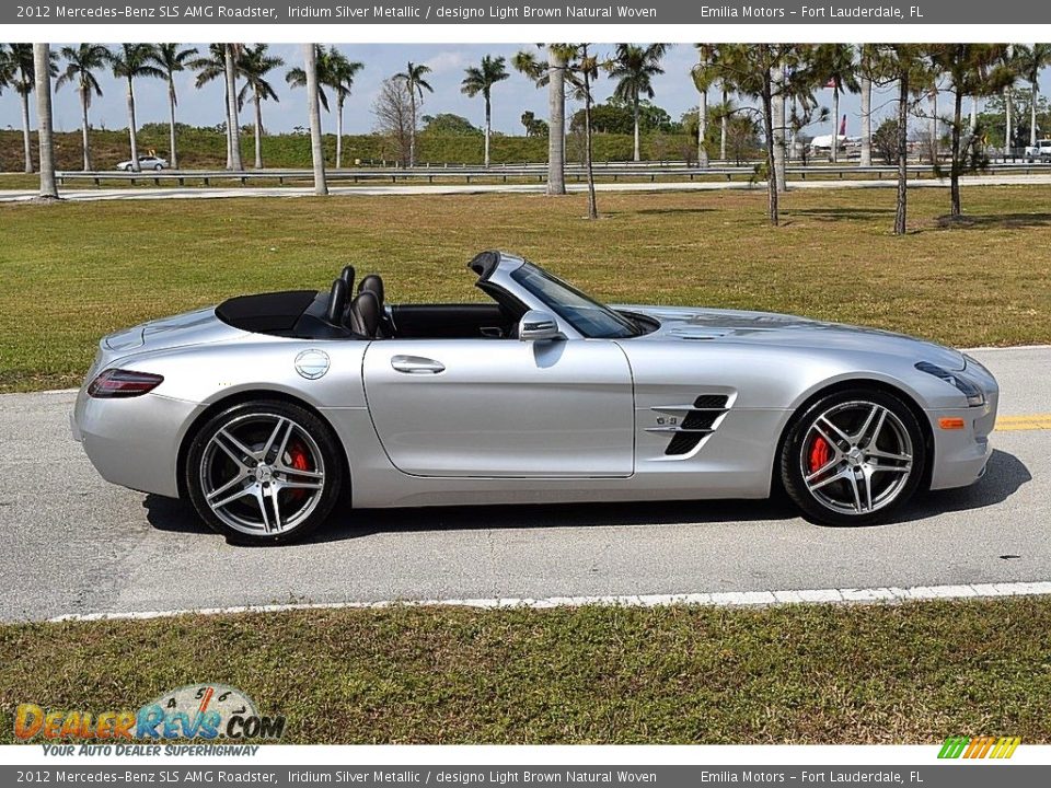 2012 Mercedes-Benz SLS AMG Roadster Iridium Silver Metallic / designo Light Brown Natural Woven Photo #16