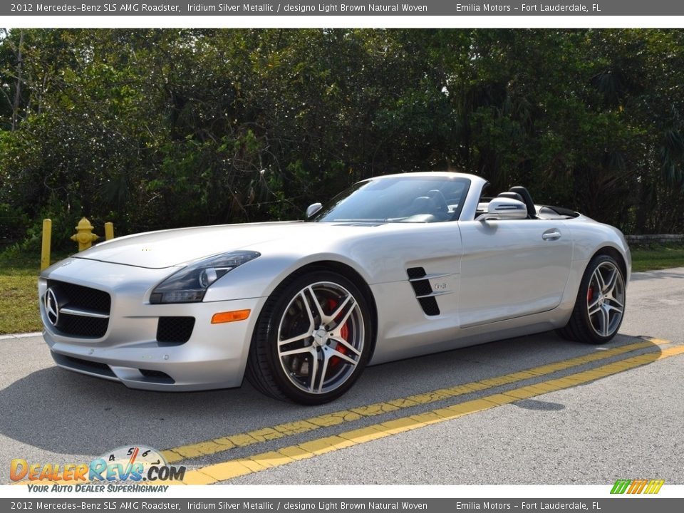 2012 Mercedes-Benz SLS AMG Roadster Iridium Silver Metallic / designo Light Brown Natural Woven Photo #17