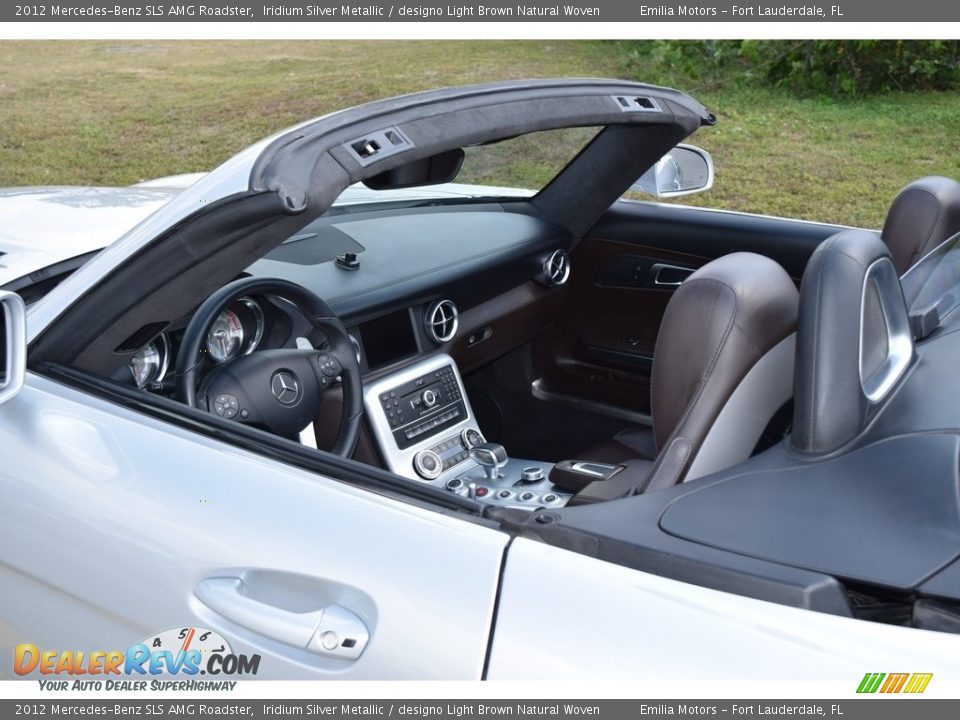 2012 Mercedes-Benz SLS AMG Roadster Iridium Silver Metallic / designo Light Brown Natural Woven Photo #31