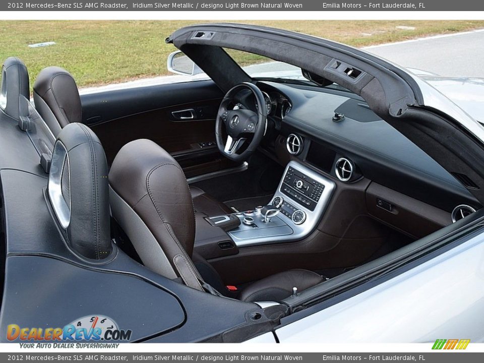 2012 Mercedes-Benz SLS AMG Roadster Iridium Silver Metallic / designo Light Brown Natural Woven Photo #32