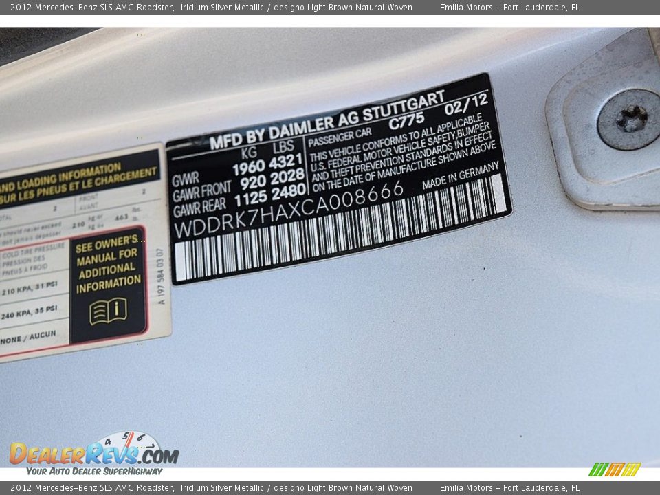2012 Mercedes-Benz SLS AMG Roadster Iridium Silver Metallic / designo Light Brown Natural Woven Photo #33