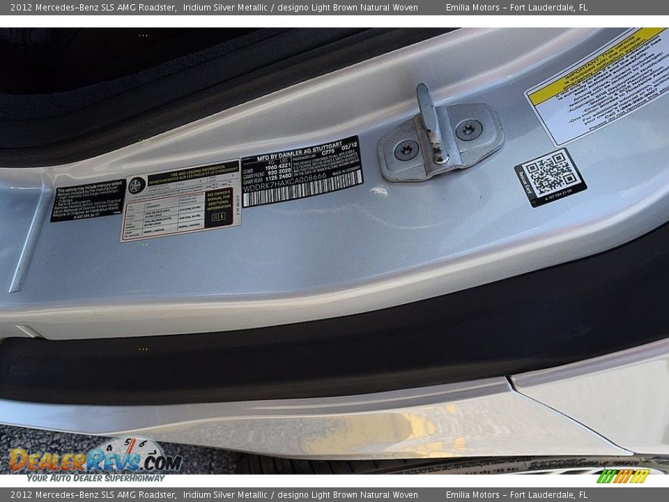 2012 Mercedes-Benz SLS AMG Roadster Iridium Silver Metallic / designo Light Brown Natural Woven Photo #35