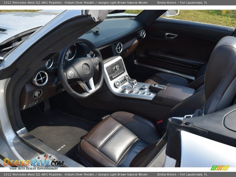 2012 Mercedes-Benz SLS AMG Roadster Iridium Silver Metallic / designo Light Brown Natural Woven Photo #37