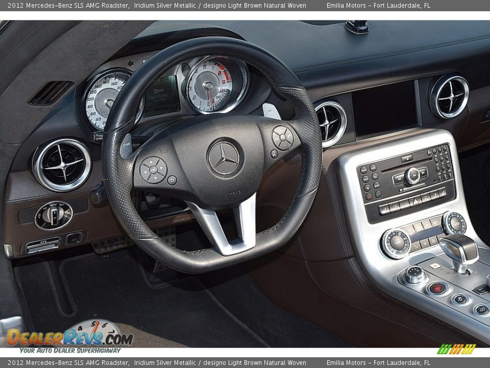 2012 Mercedes-Benz SLS AMG Roadster Iridium Silver Metallic / designo Light Brown Natural Woven Photo #38