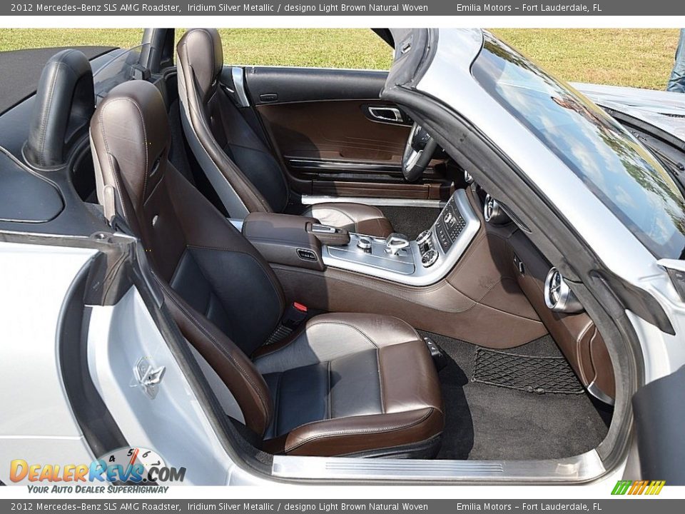 2012 Mercedes-Benz SLS AMG Roadster Iridium Silver Metallic / designo Light Brown Natural Woven Photo #46