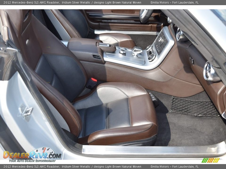 2012 Mercedes-Benz SLS AMG Roadster Iridium Silver Metallic / designo Light Brown Natural Woven Photo #47