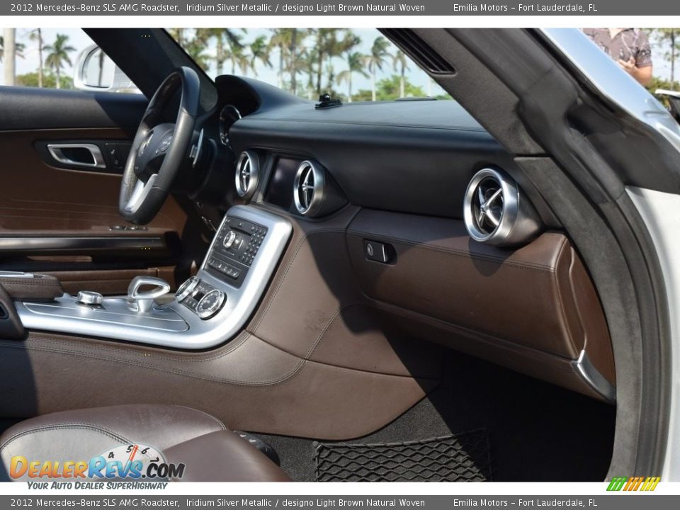 2012 Mercedes-Benz SLS AMG Roadster Iridium Silver Metallic / designo Light Brown Natural Woven Photo #48