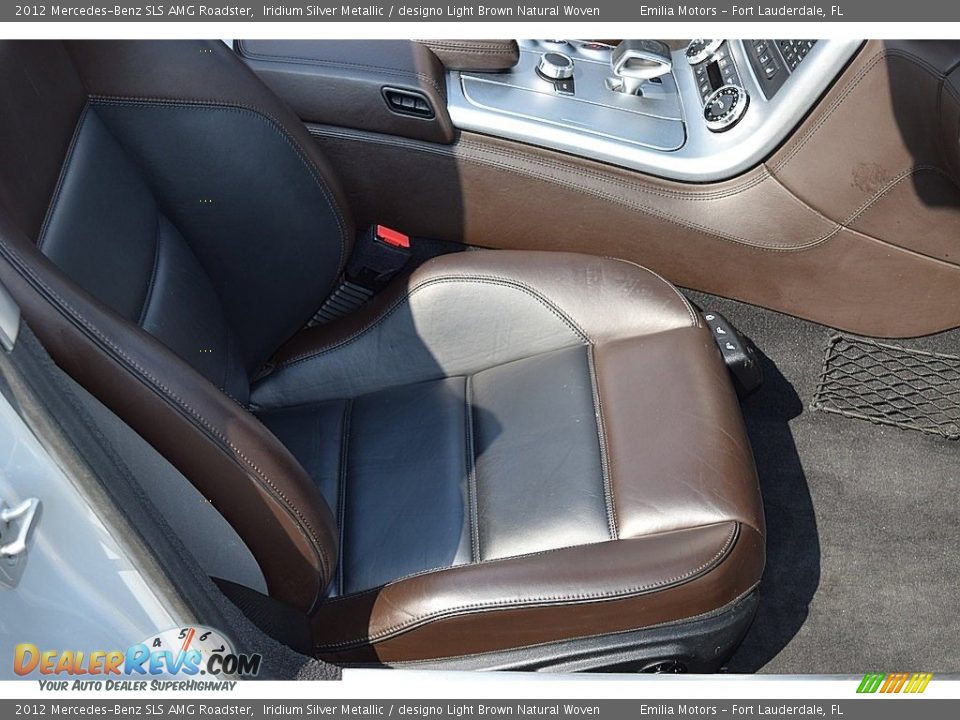 2012 Mercedes-Benz SLS AMG Roadster Iridium Silver Metallic / designo Light Brown Natural Woven Photo #50