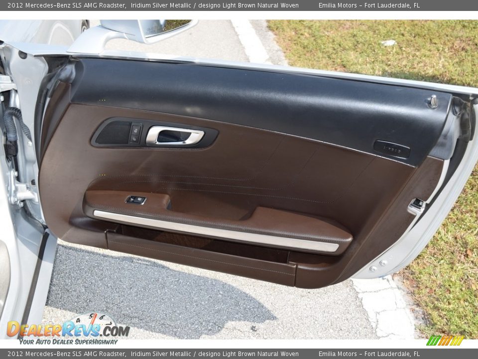 2012 Mercedes-Benz SLS AMG Roadster Iridium Silver Metallic / designo Light Brown Natural Woven Photo #52