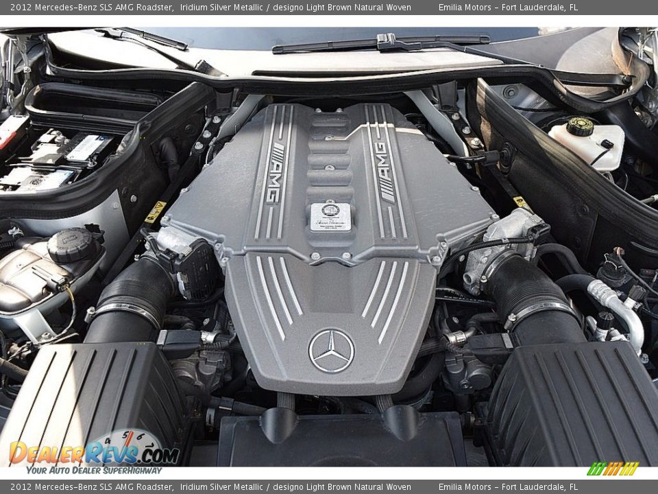 2012 Mercedes-Benz SLS AMG Roadster Iridium Silver Metallic / designo Light Brown Natural Woven Photo #58