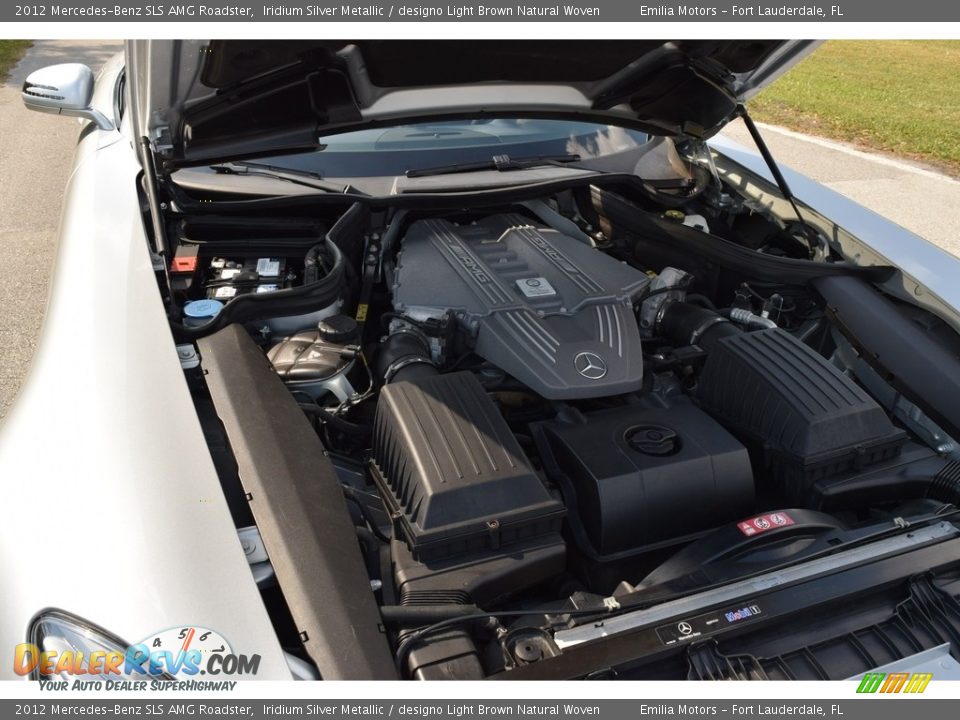 2012 Mercedes-Benz SLS AMG Roadster Iridium Silver Metallic / designo Light Brown Natural Woven Photo #60