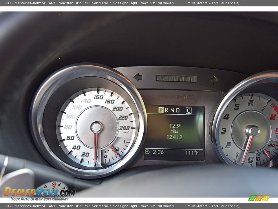 2012 Mercedes-Benz SLS AMG Roadster Iridium Silver Metallic / designo Light Brown Natural Woven Photo #65