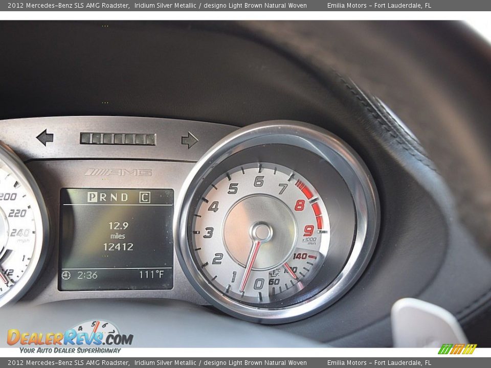 2012 Mercedes-Benz SLS AMG Roadster Iridium Silver Metallic / designo Light Brown Natural Woven Photo #66