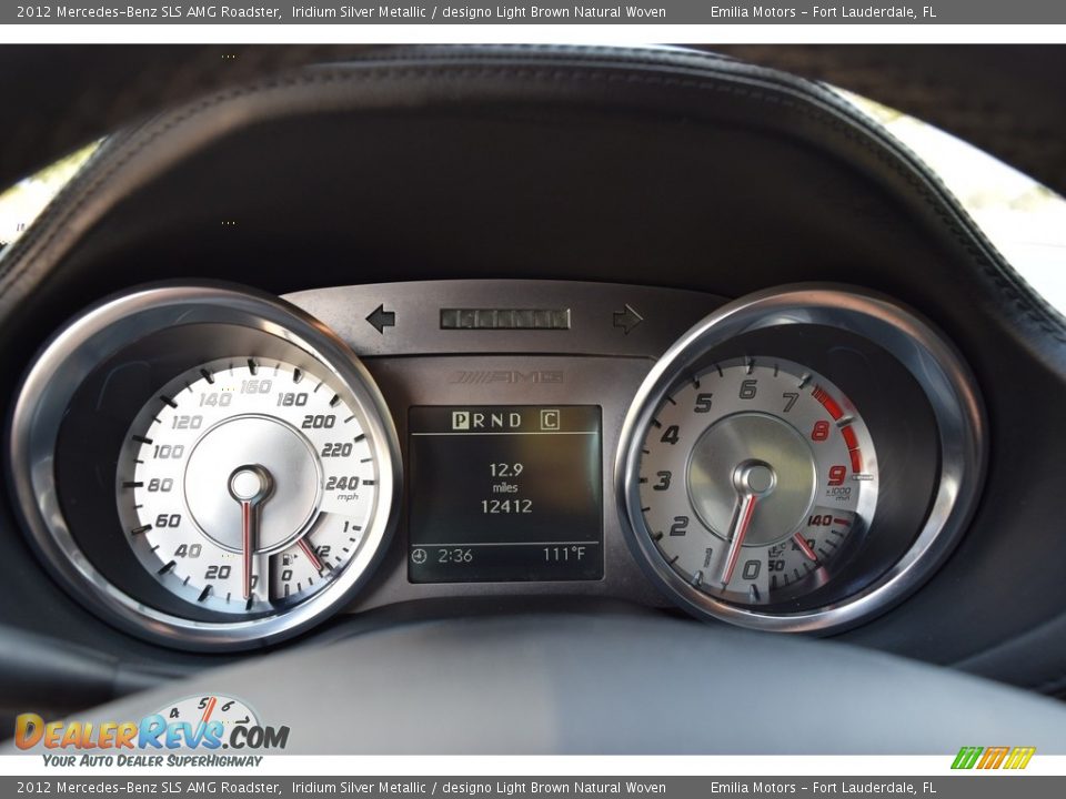 2012 Mercedes-Benz SLS AMG Roadster Iridium Silver Metallic / designo Light Brown Natural Woven Photo #67