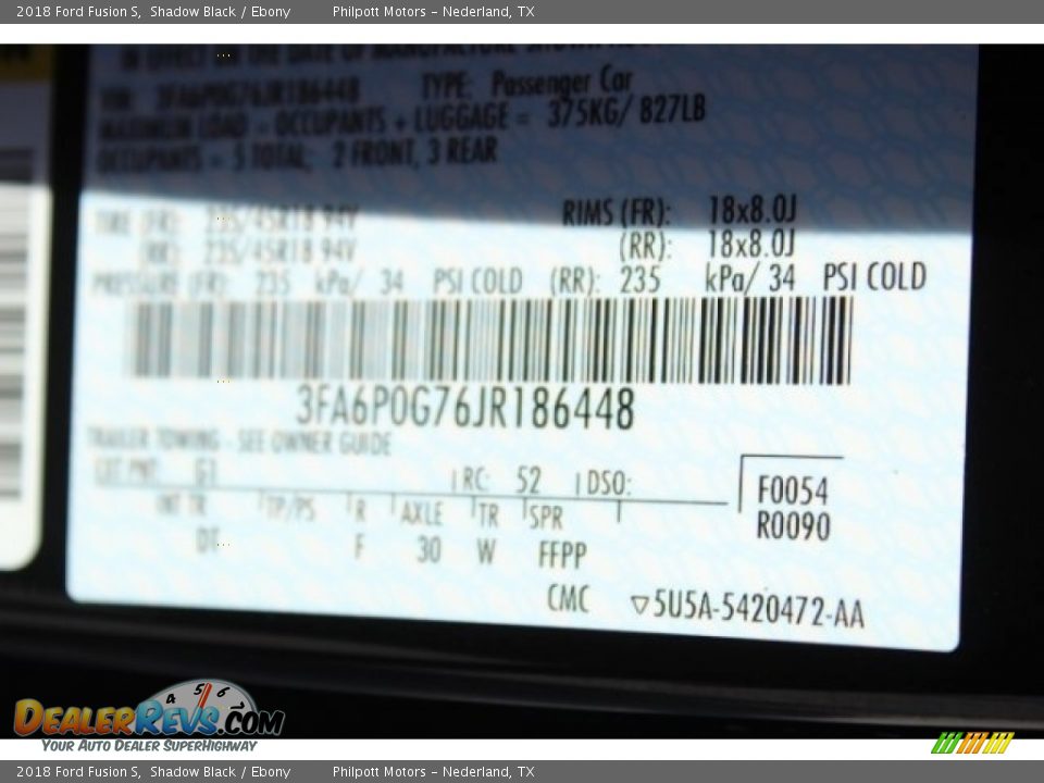 2018 Ford Fusion S Shadow Black / Ebony Photo #33