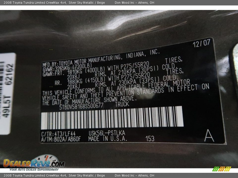 2008 Toyota Tundra Limited CrewMax 4x4 Silver Sky Metallic / Beige Photo #35