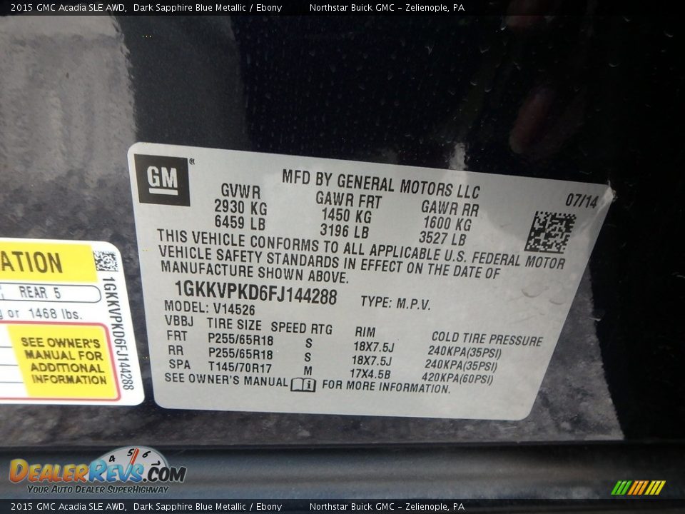 2015 GMC Acadia SLE AWD Dark Sapphire Blue Metallic / Ebony Photo #21