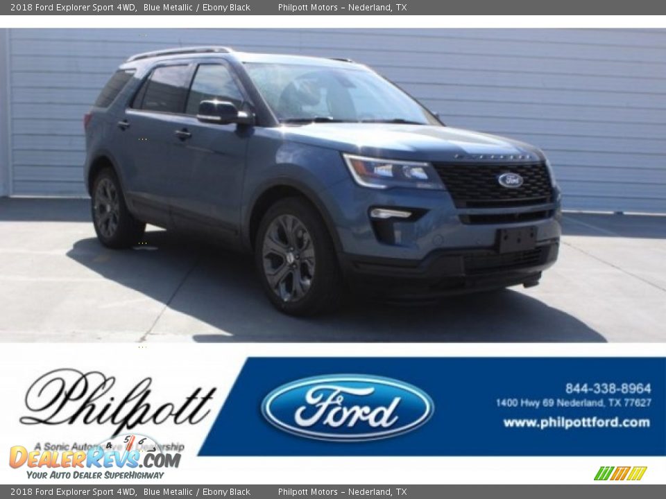 2018 Ford Explorer Sport 4WD Blue Metallic / Ebony Black Photo #1