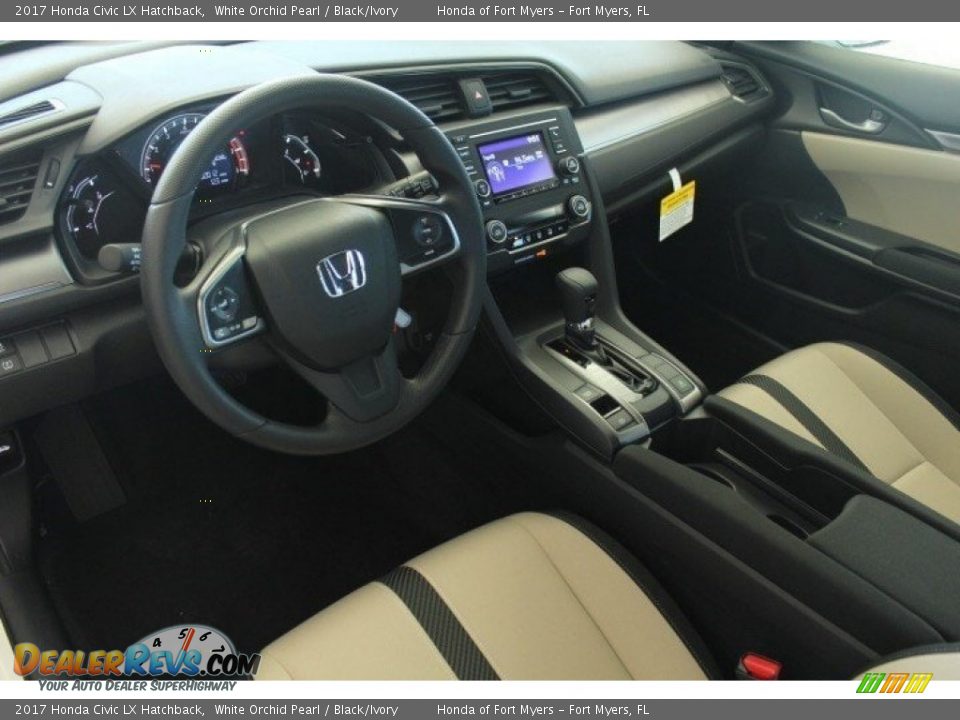 2017 Honda Civic LX Hatchback White Orchid Pearl / Black/Ivory Photo #10