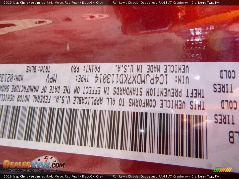 2019 Jeep Cherokee Limited 4x4 Velvet Red Pearl / Black/Ski Grey Photo #15