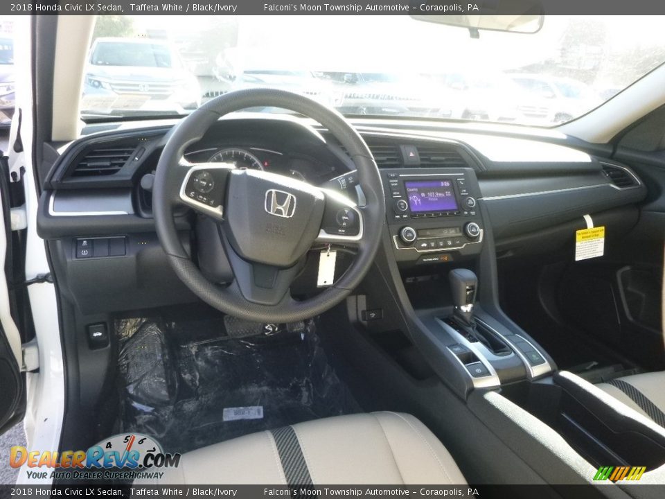 2018 Honda Civic LX Sedan Taffeta White / Black/Ivory Photo #10