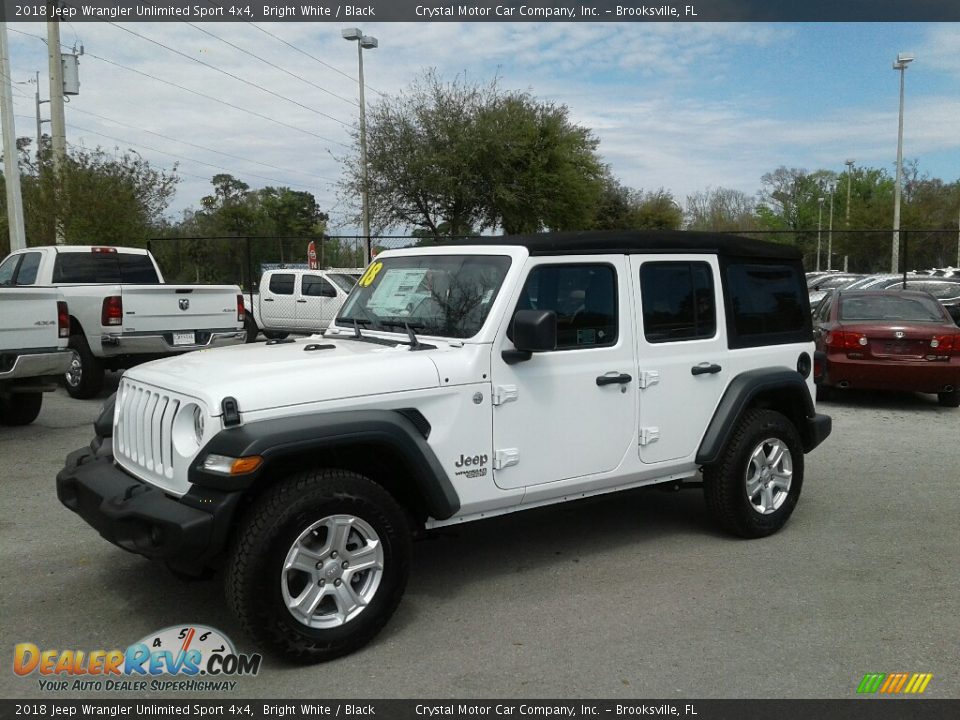 2018 Jeep Wrangler Unlimited Sport 4x4 Bright White / Black Photo #1