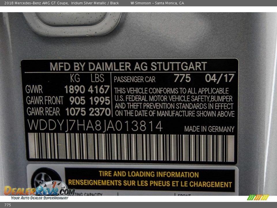 Mercedes-Benz Color Code 775 Iridium Silver Metallic