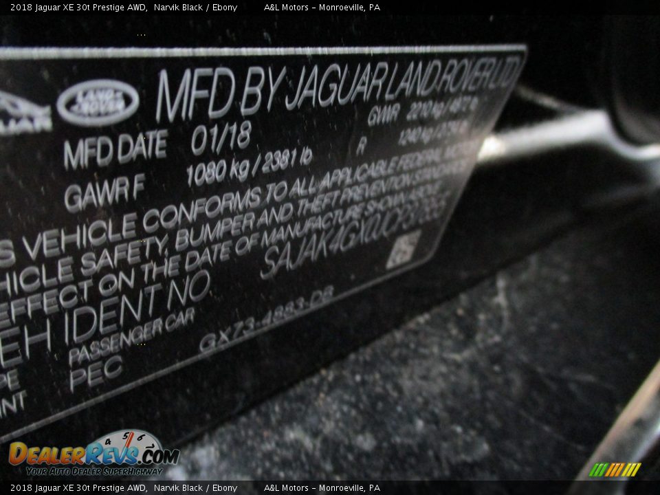 2018 Jaguar XE 30t Prestige AWD Narvik Black / Ebony Photo #19