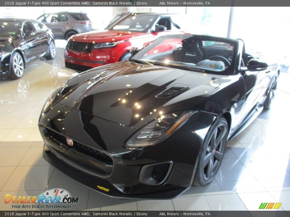 2018 Jaguar F-Type 400 Sport Convertible AWD Santorini Black Metallic / Ebony Photo #8