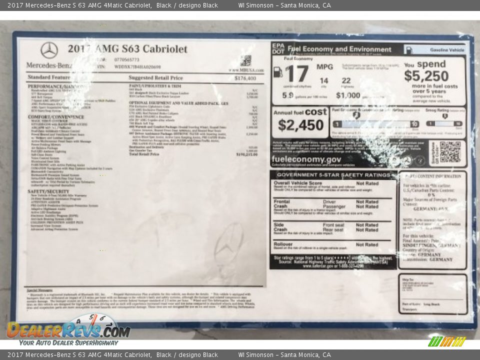 2017 Mercedes-Benz S 63 AMG 4Matic Cabriolet Black / designo Black Photo #26
