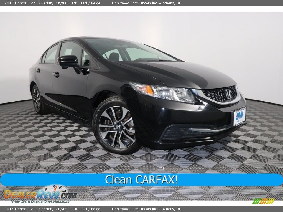 2015 Honda Civic EX Sedan Crystal Black Pearl / Beige Photo #1