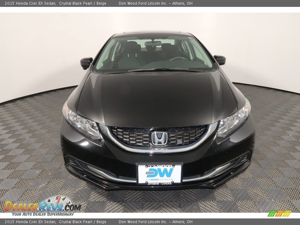 2015 Honda Civic EX Sedan Crystal Black Pearl / Beige Photo #9