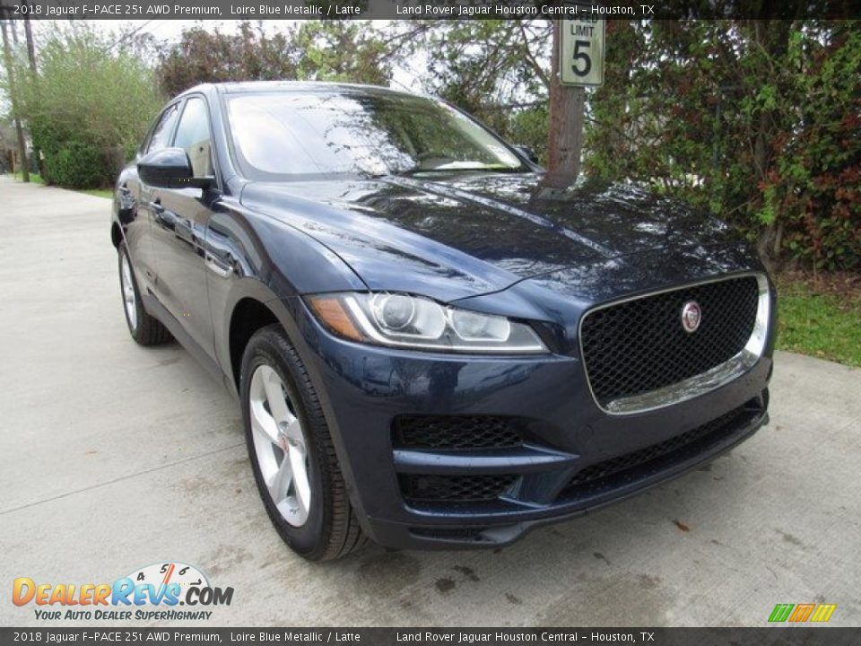 2018 Jaguar F-PACE 25t AWD Premium Loire Blue Metallic / Latte Photo #2