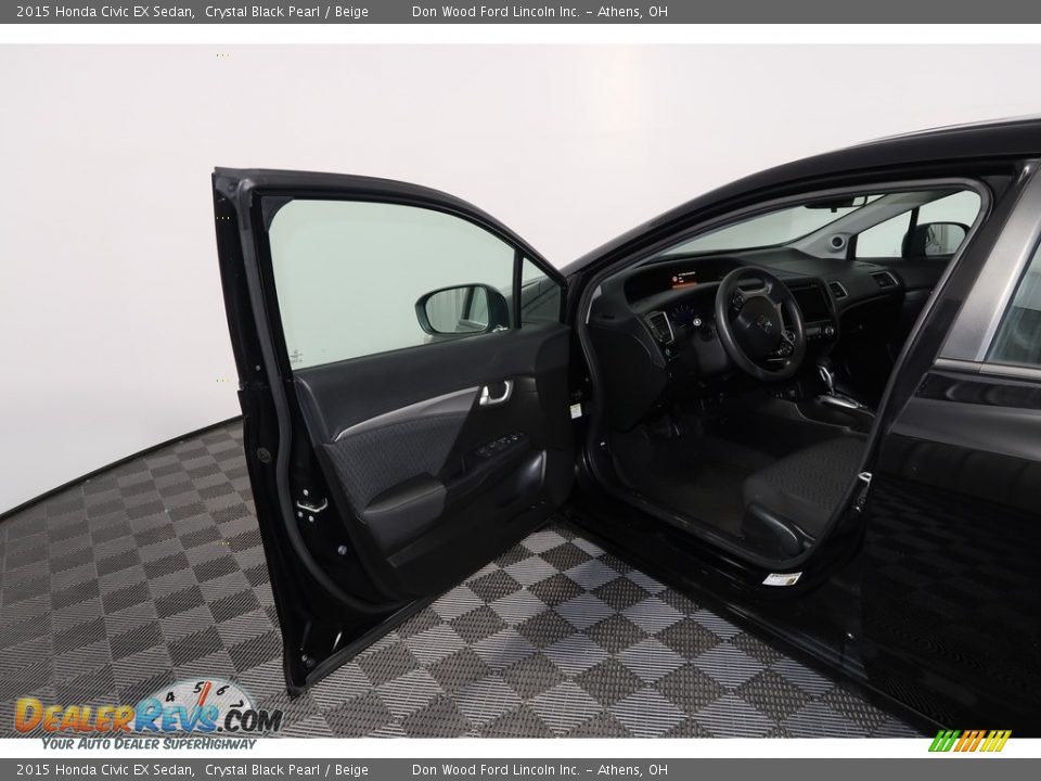 2015 Honda Civic EX Sedan Crystal Black Pearl / Beige Photo #28