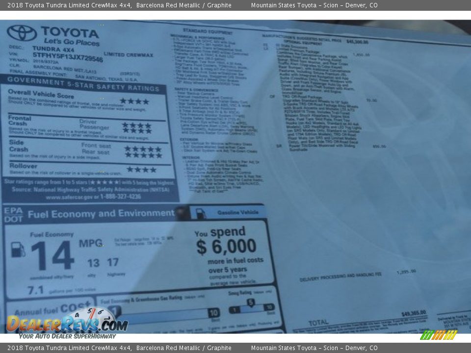2018 Toyota Tundra Limited CrewMax 4x4 Barcelona Red Metallic / Graphite Photo #36