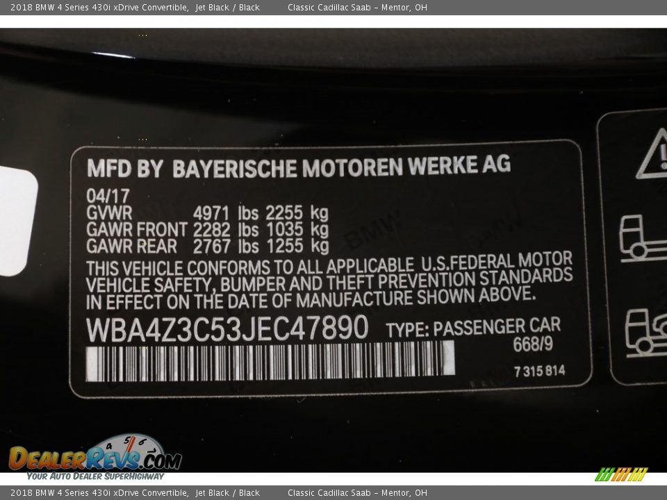 2018 BMW 4 Series 430i xDrive Convertible Jet Black / Black Photo #29