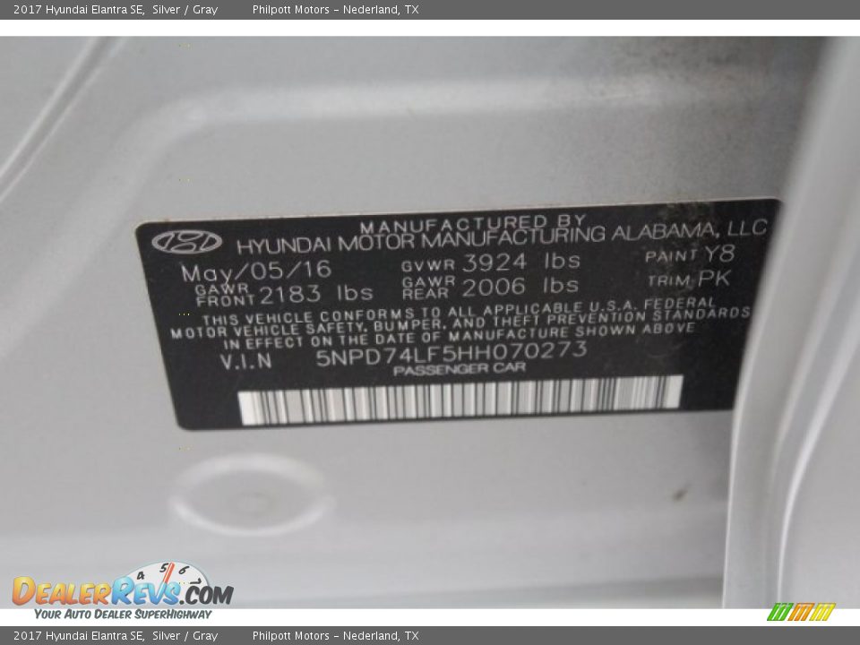 2017 Hyundai Elantra SE Silver / Gray Photo #34