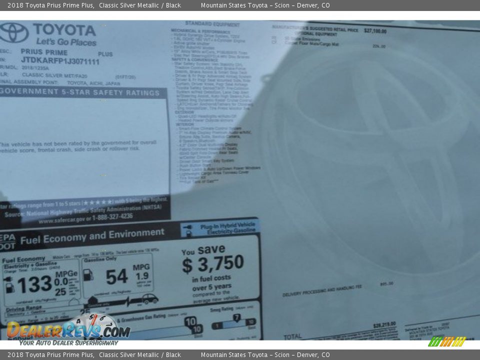 2018 Toyota Prius Prime Plus Classic Silver Metallic / Black Photo #36