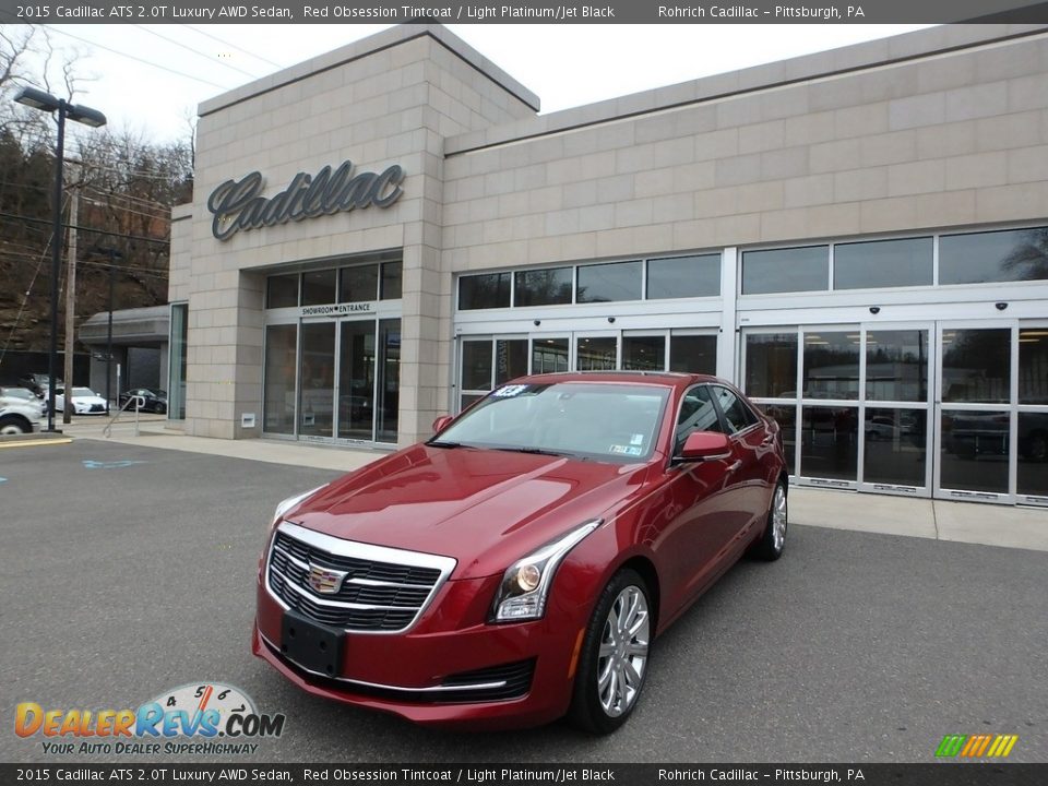 2015 Cadillac ATS 2.0T Luxury AWD Sedan Red Obsession Tintcoat / Light Platinum/Jet Black Photo #1