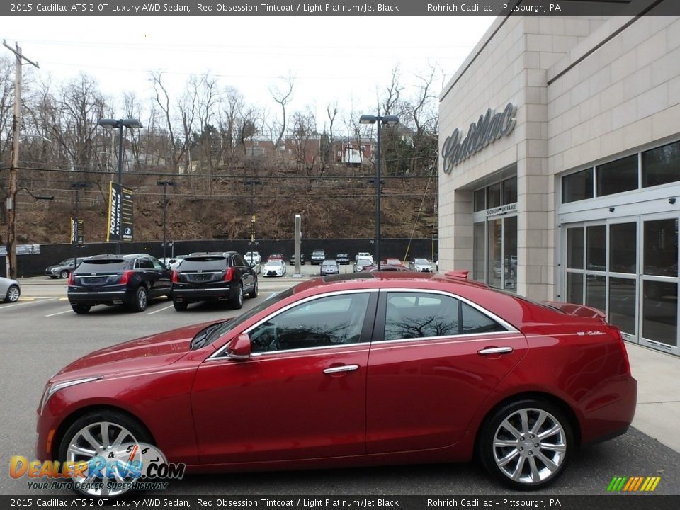 2015 Cadillac ATS 2.0T Luxury AWD Sedan Red Obsession Tintcoat / Light Platinum/Jet Black Photo #2