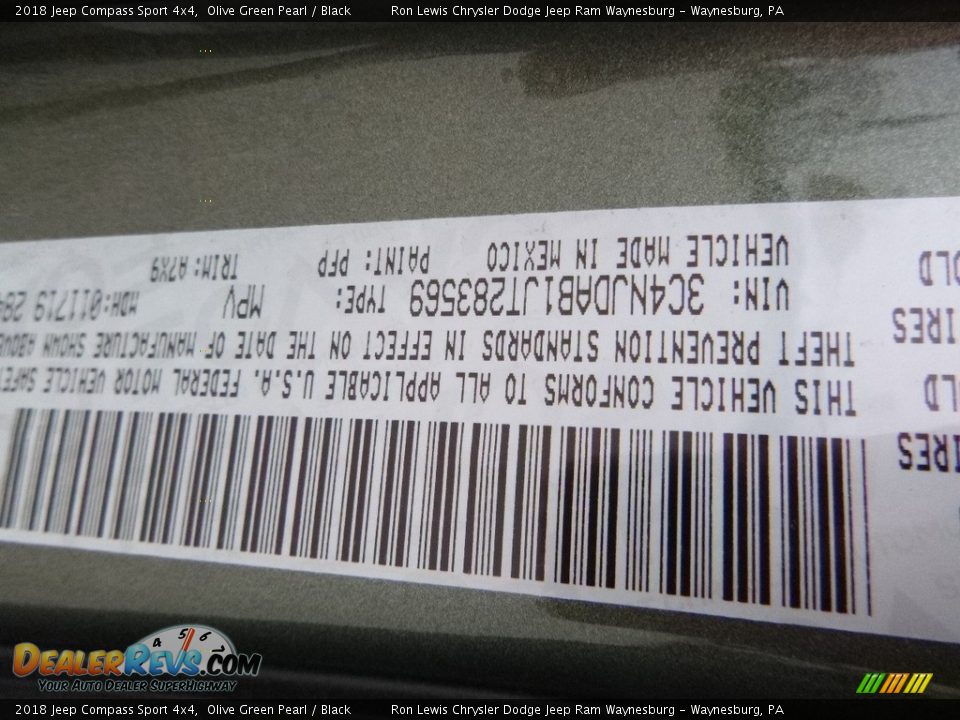 2018 Jeep Compass Sport 4x4 Olive Green Pearl / Black Photo #16