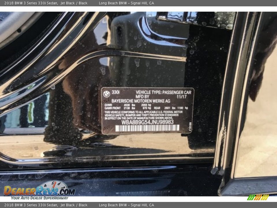 2018 BMW 3 Series 330i Sedan Jet Black / Black Photo #11