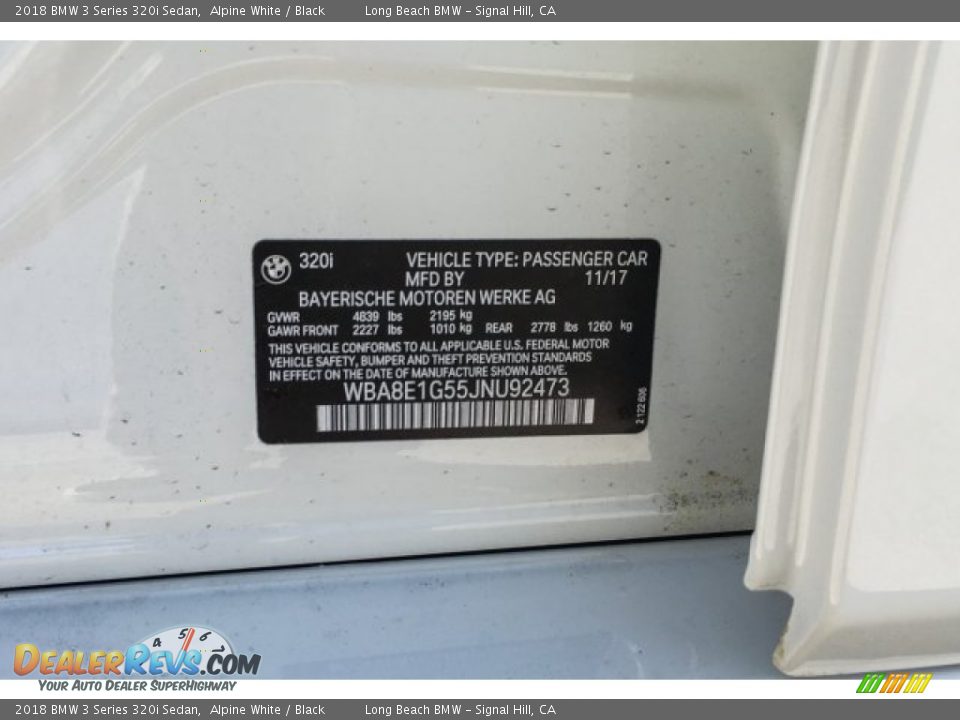 2018 BMW 3 Series 320i Sedan Alpine White / Black Photo #11